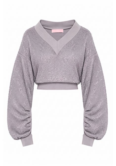 Felpa oversize con applicazione di pietre TWENTY FOURHAITCH | A0195GRIGIO